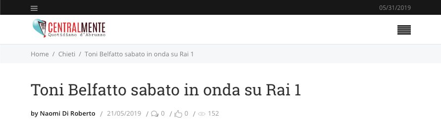 Il Delfino: Toni Belfatto on Rai 1 on Saturday