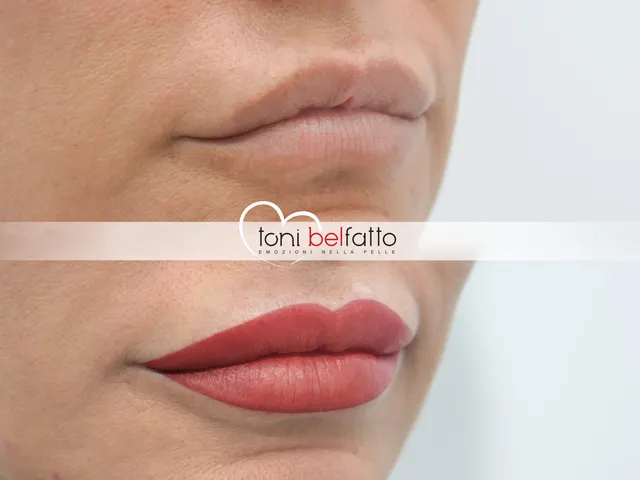 Maquillage permanent des lèvres, avant et après
