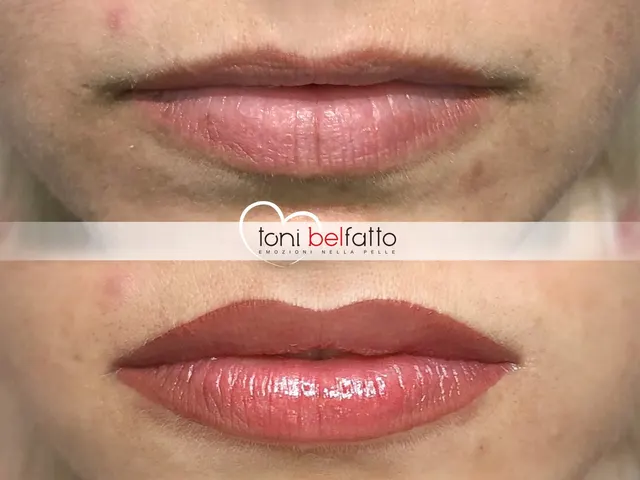 Maquillage permanent des lèvres, avant et après