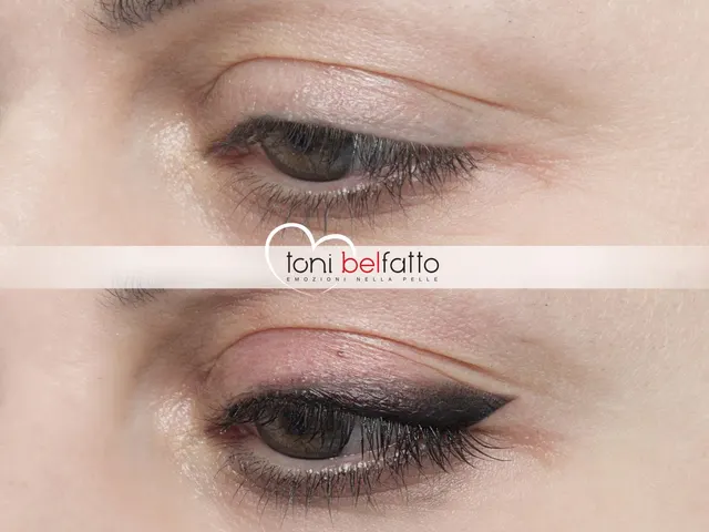 Permanent eyeliner, before and after