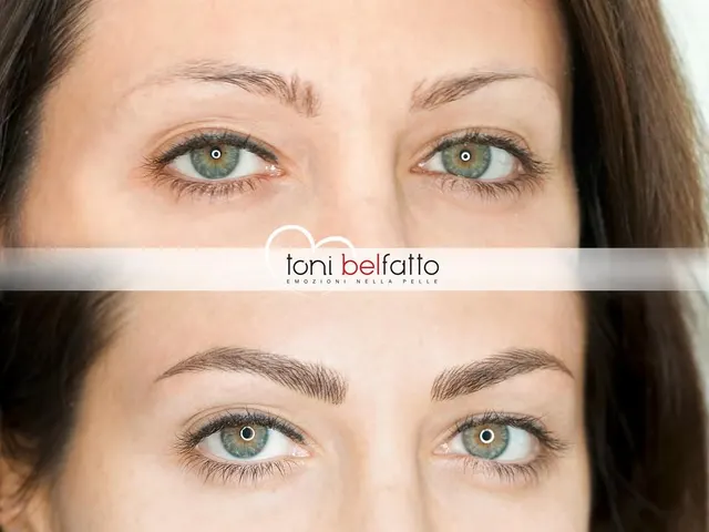 Permanent makeup eyebrows, before and after