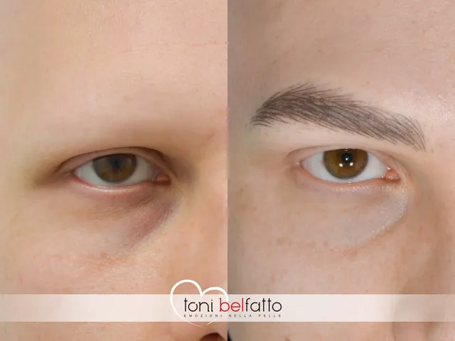 Permanent makeup eyebrows, before and after