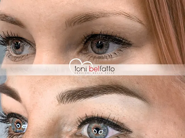 Permanent makeup eyebrows, before and after